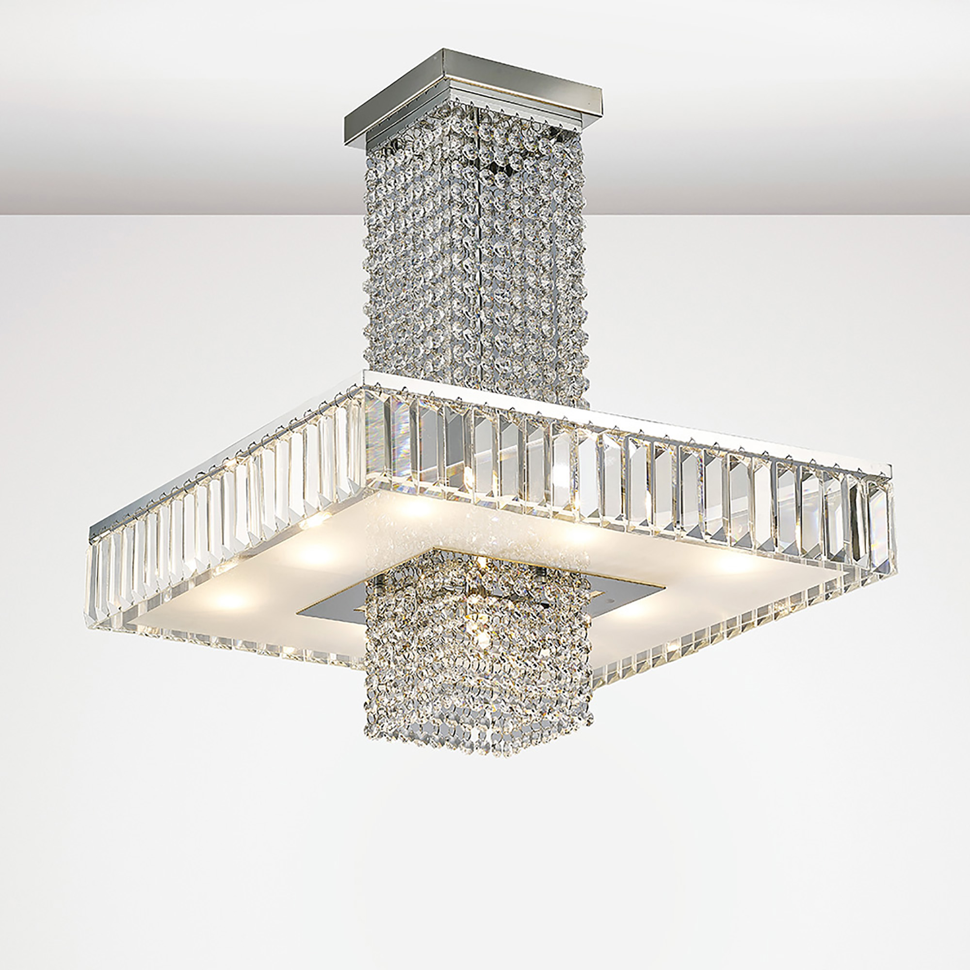 Ophelia Crystal Ceiling Lights Diyas Ringed & Square Crystal Fittings Ophelia Crystal Ceiling Lights Diyas Ringed & Square Crystal Fittings